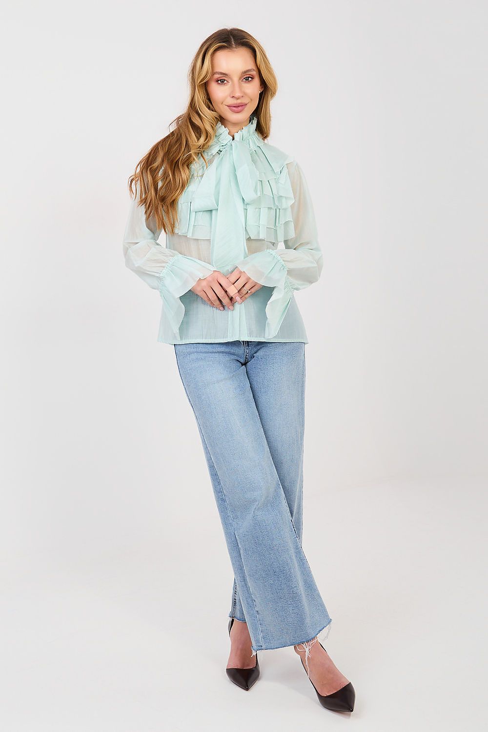 Women's Stand Collar Elegant Shirt — Black-LeStyleParfait