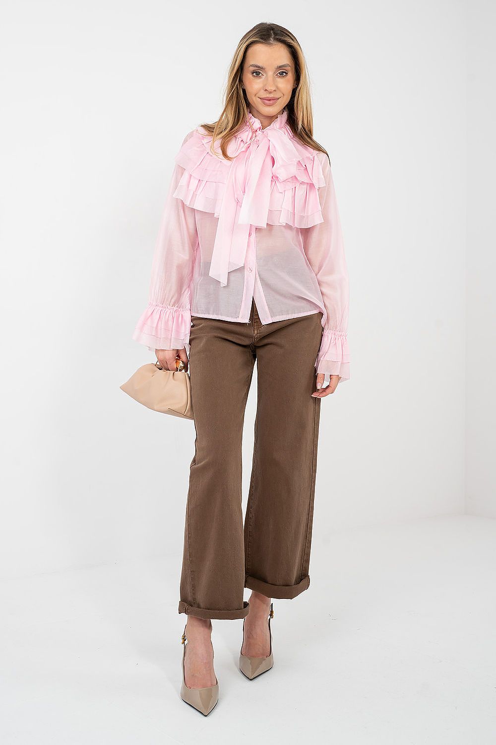 Women's Stand Collar Elegant Shirt — Black-LeStyleParfait