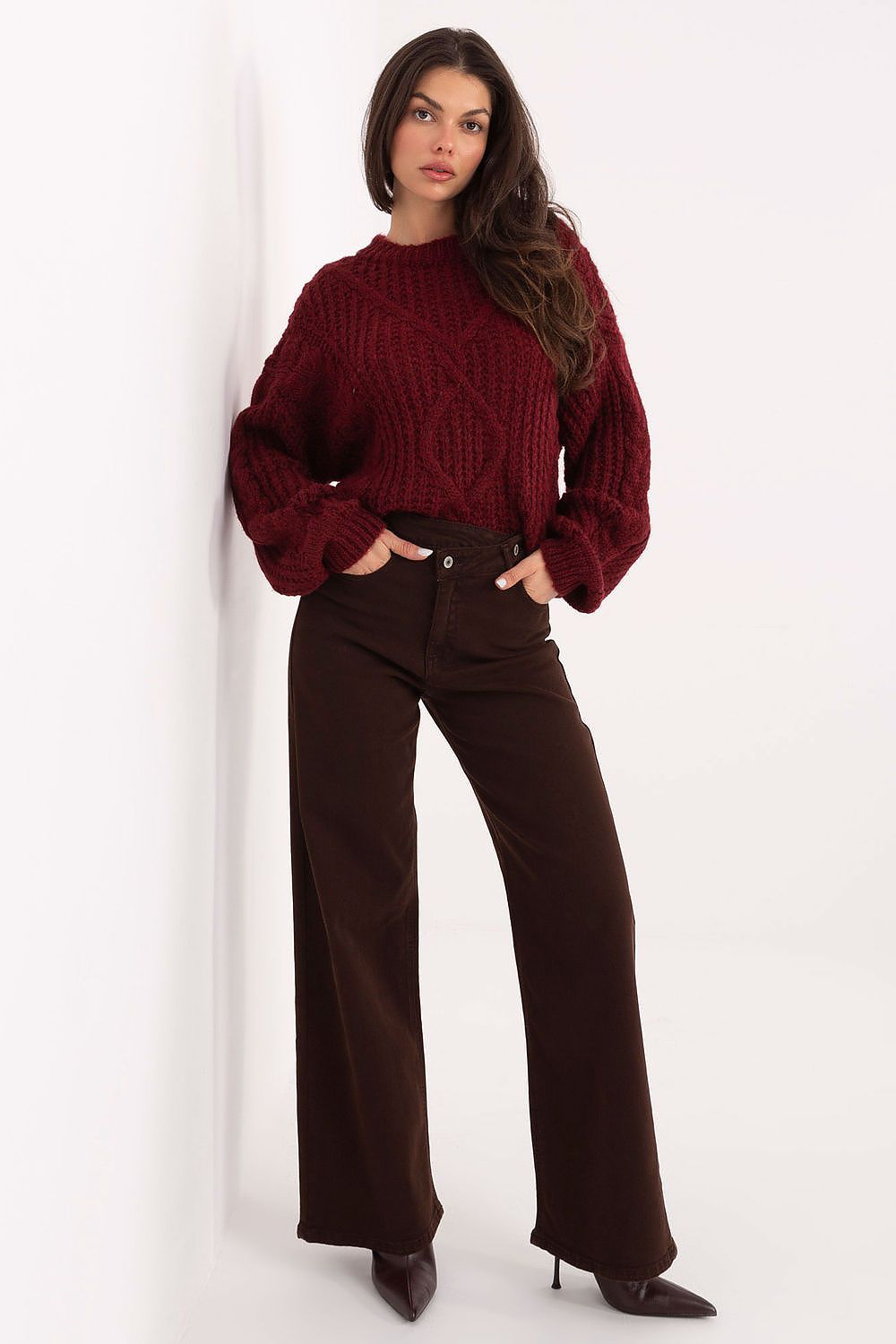 Women's Straight Leg Jeans - Brown High Waist Denim-Straight Leg Jeans-LeStyleParfait