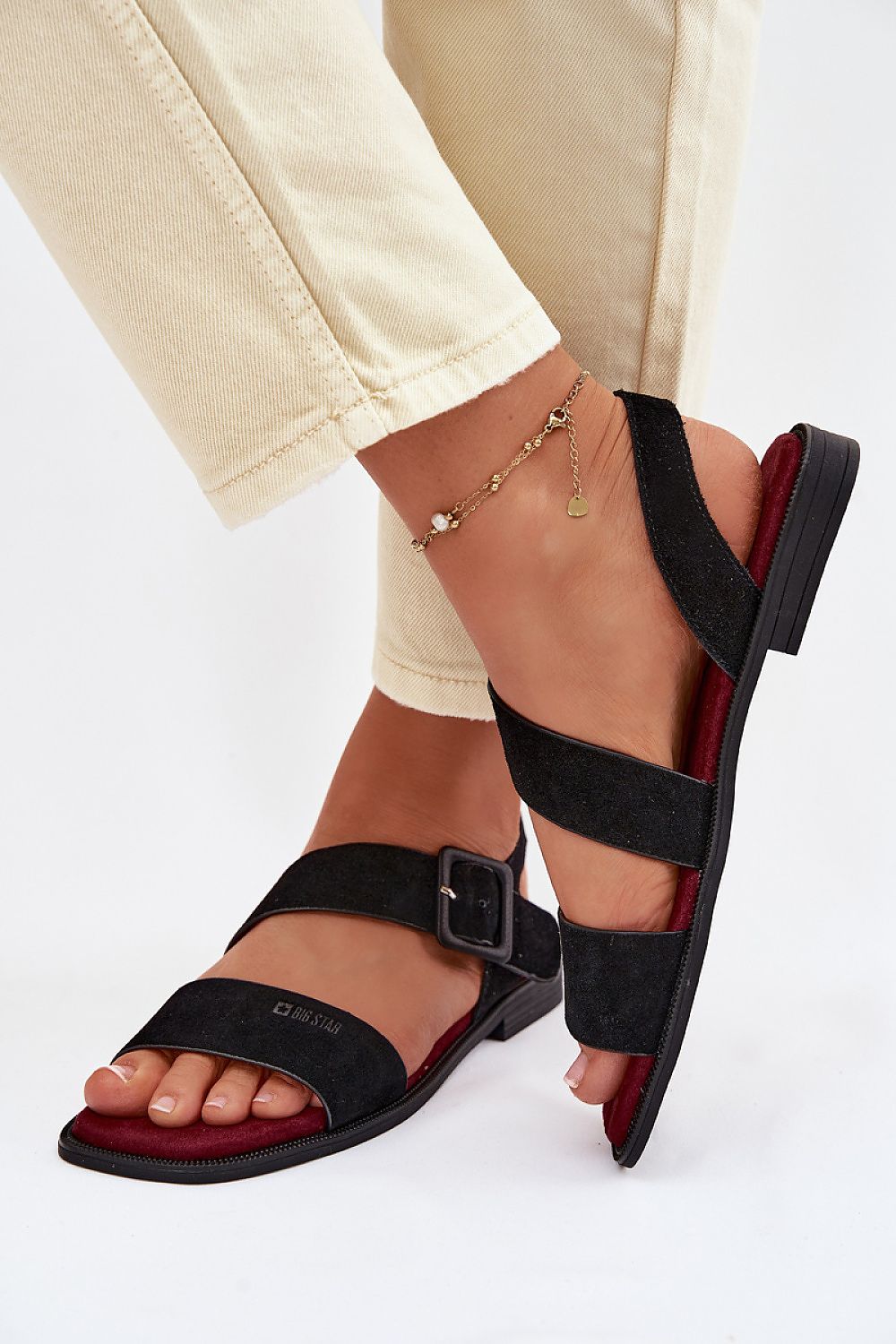 Women’s Suede Buckle Flat Sandals-Women's Sandals-LeStyleParfait