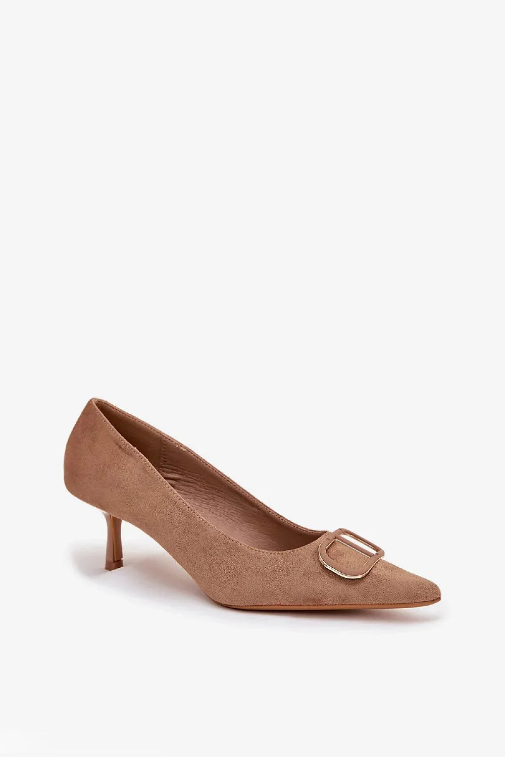 Women's Suede Buckle Kitten Heel Pumps-Pumps Shoes-LeStyleParfait
