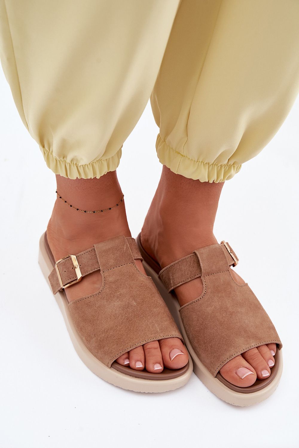 Women’s Suede Platform Buckle Sandals-Women's Sandals-LeStyleParfait