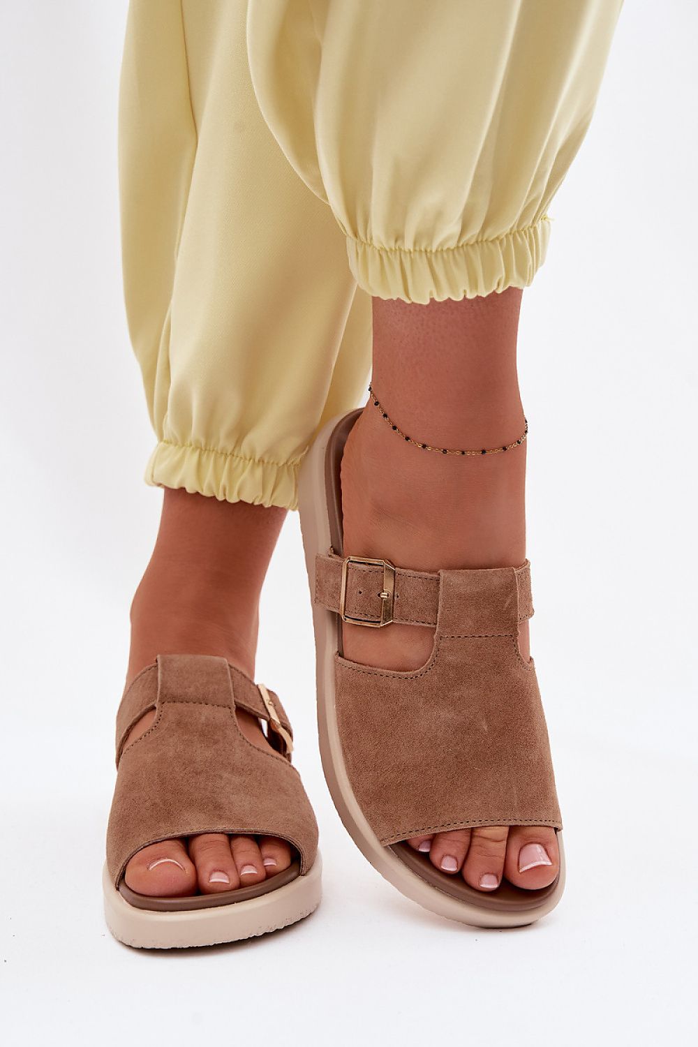 Women’s Suede Platform Buckle Sandals-Women's Sandals-LeStyleParfait