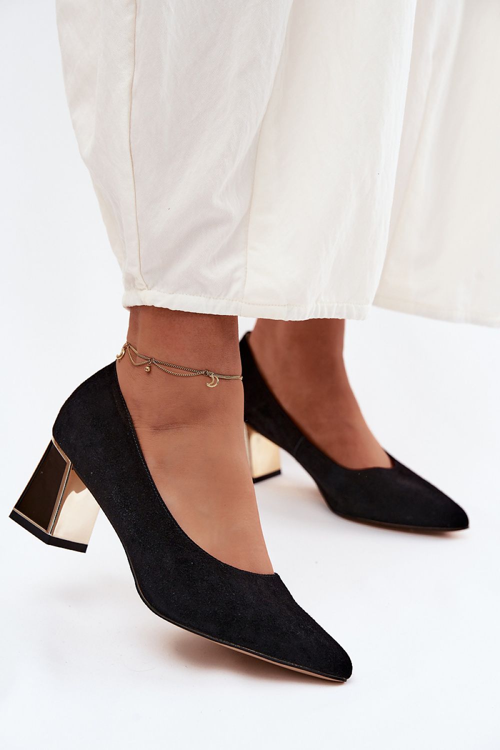 Women's Suede Pointed Toe Block Heel Pumps-Pumps Shoes-LeStyleParfait
