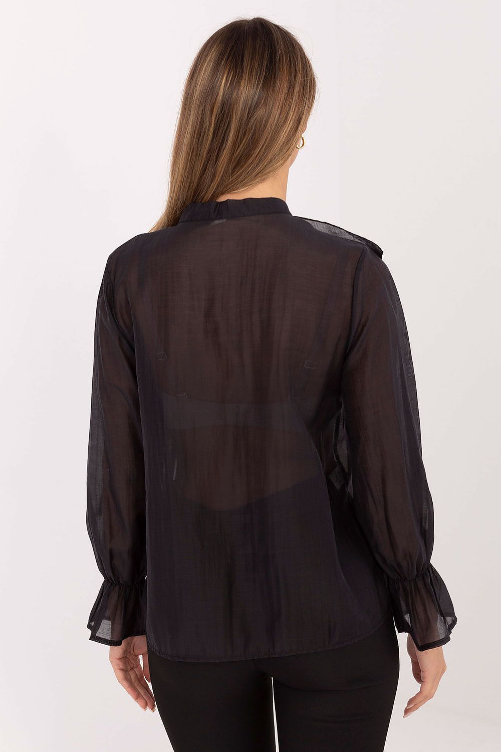 Women's Tencel Collarless Shirt — Black-LeStyleParfait