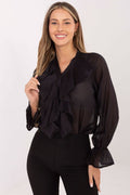 Women's Tencel Collarless Shirt — Black-LeStyleParfait