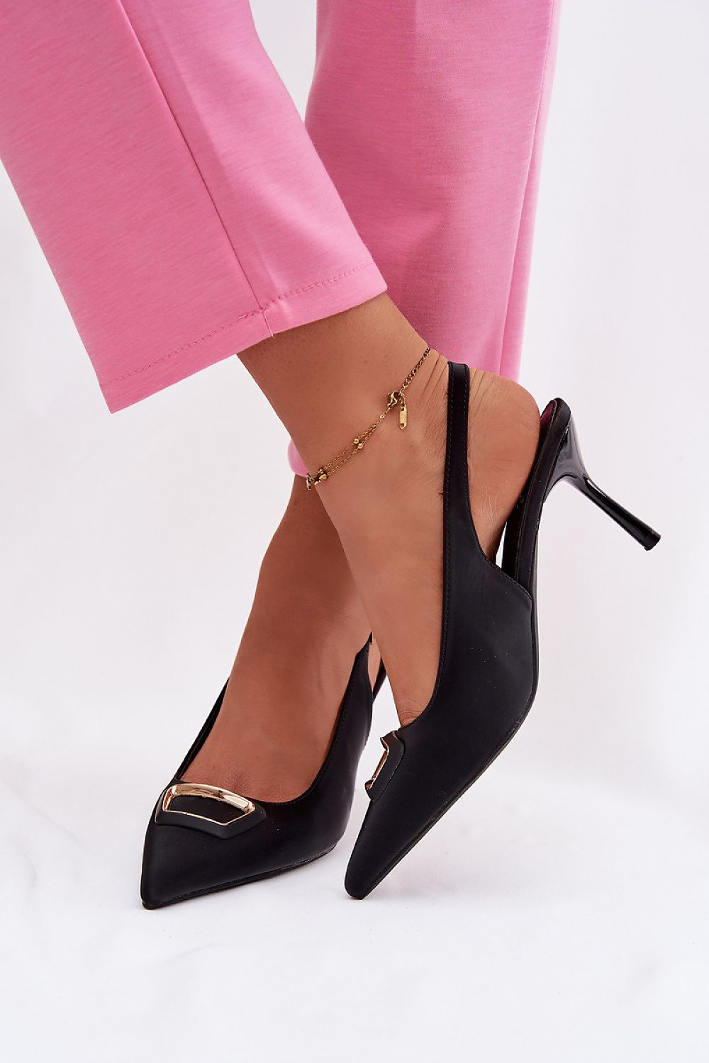Women's Textile Slingback Stiletto Pumps-Pumps Shoes-LeStyleParfait