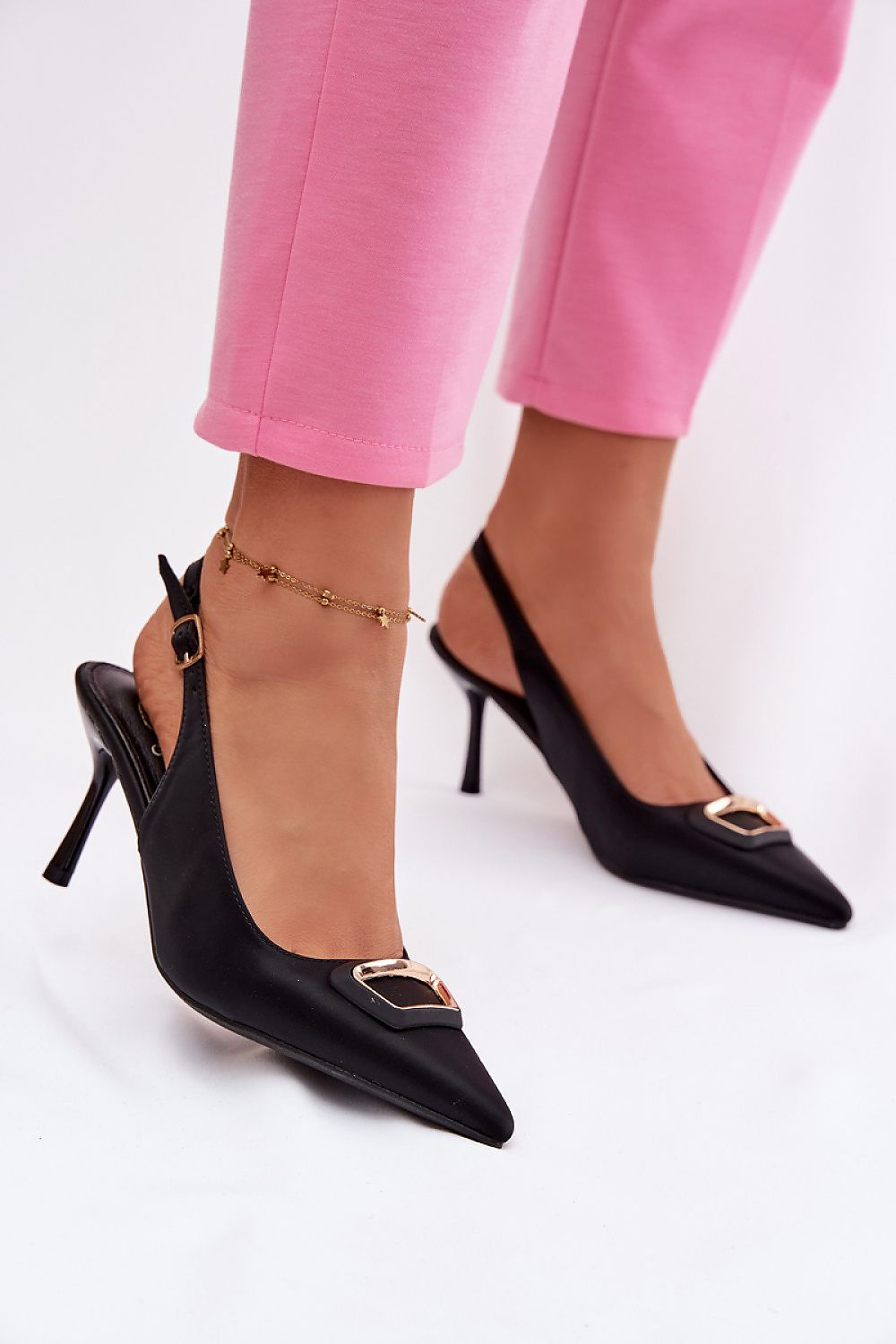 Escarpins Femme noirs à bride arrière et talon aiguille-Escarpins Femme-LeStyleParfait