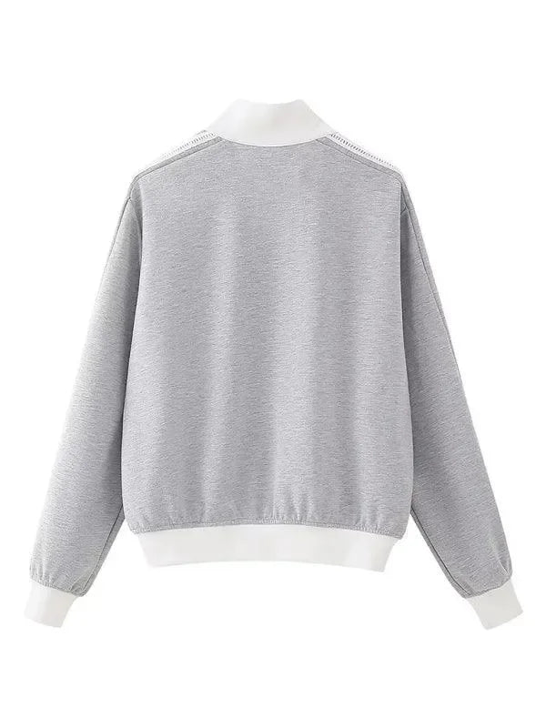 Women's Zip-Up Embroidered Casual Sweatshirt-Women Sweatshirt-LeStyleParfait