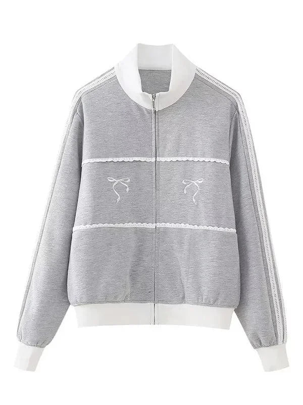 Women's Zip-Up Embroidered Casual Sweatshirt-Women Sweatshirt-LeStyleParfait