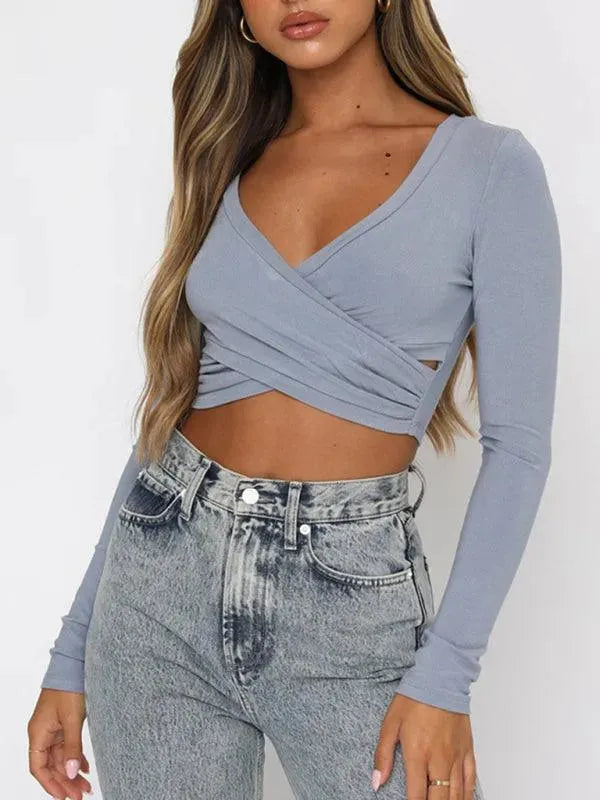 Wrap Cross Knit Women Crop Top - Crop Top - LeStyleParfait