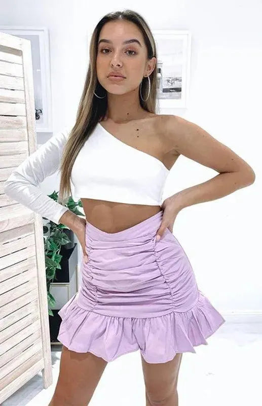 Wrap Pleated Mini Skirt-Women's Skirt-LeStyleParfait