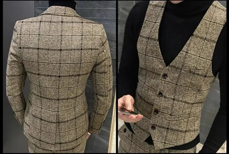 Xavier Plaid Three Piece Suit- Slim Fit - Plaid Suit - LeStyleParfait
