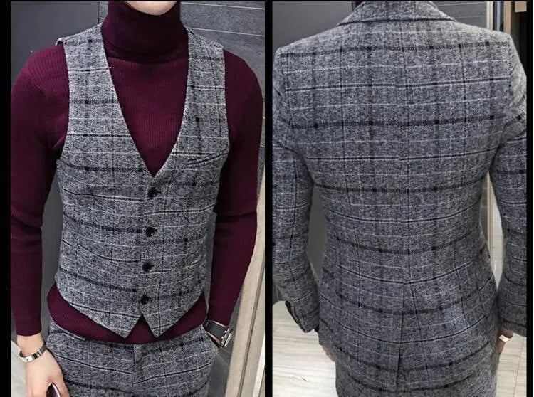 Xavier Plaid Three Piece Suit- Slim Fit - Plaid Suit - LeStyleParfait