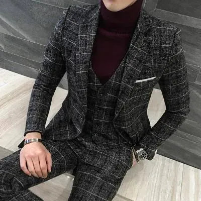 Xavier Plaid Three Piece Suit- Slim Fit - Plaid Suit - LeStyleParfait