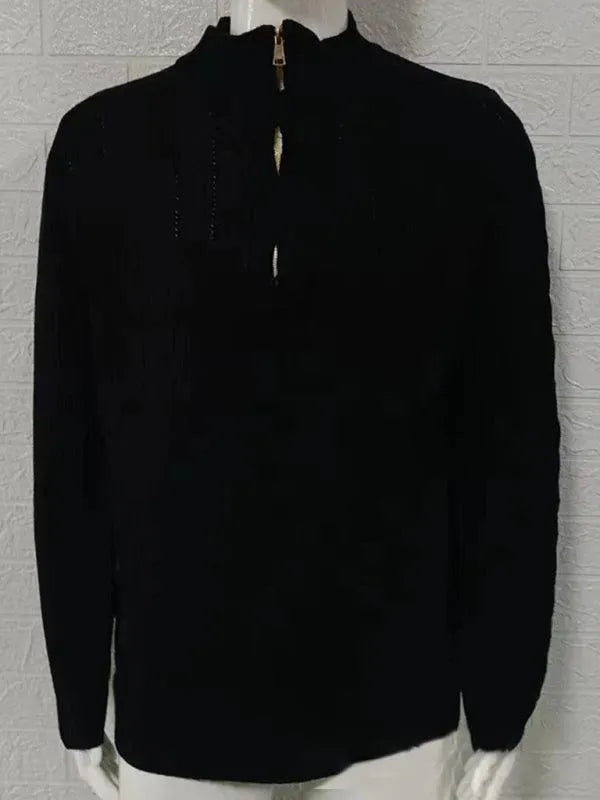 Zipper Half Turtleneck Men Sweater - Pullover Sweater - LeStyleParfait