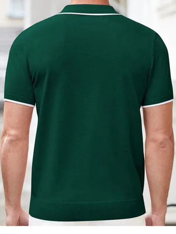 Zipper Knitted Men Polo Shirt-Polo Shirt-LeStyleParfait
