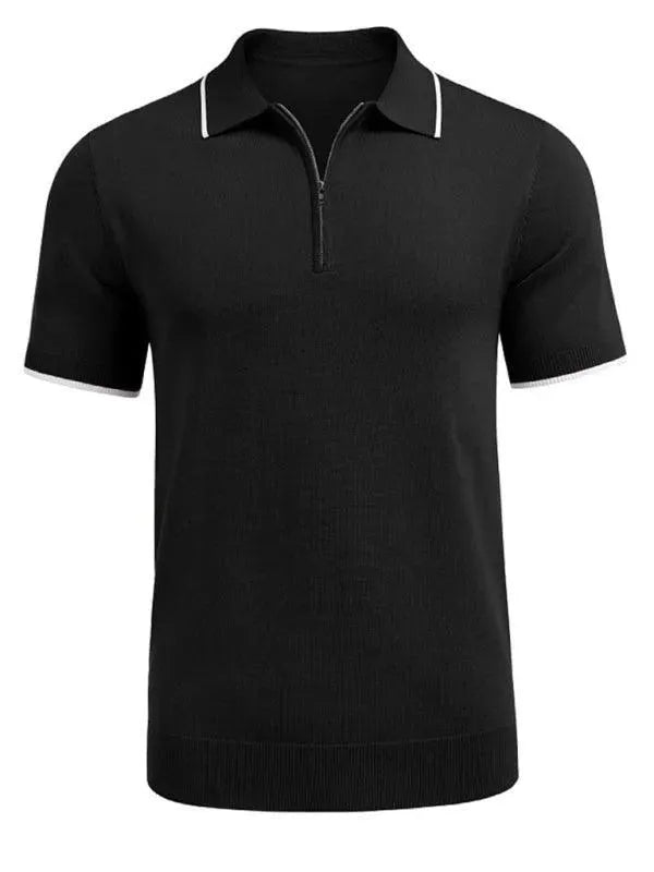 Zipper Knitted Men Polo Shirt-Polo Shirt-LeStyleParfait