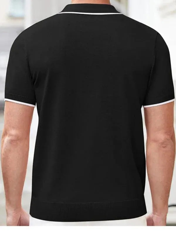 Zipper Knitted Men Polo Shirt-Polo Shirt-LeStyleParfait