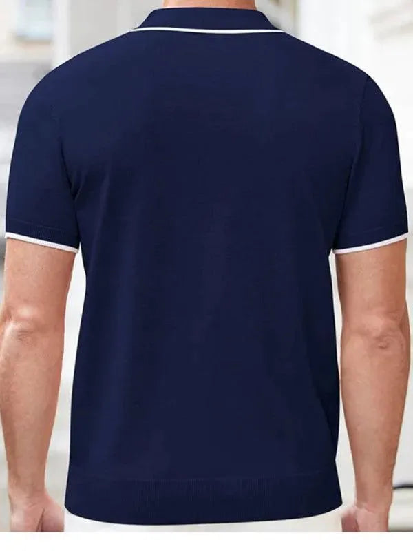 Zipper Knitted Men Polo Shirt-Polo Shirt-LeStyleParfait