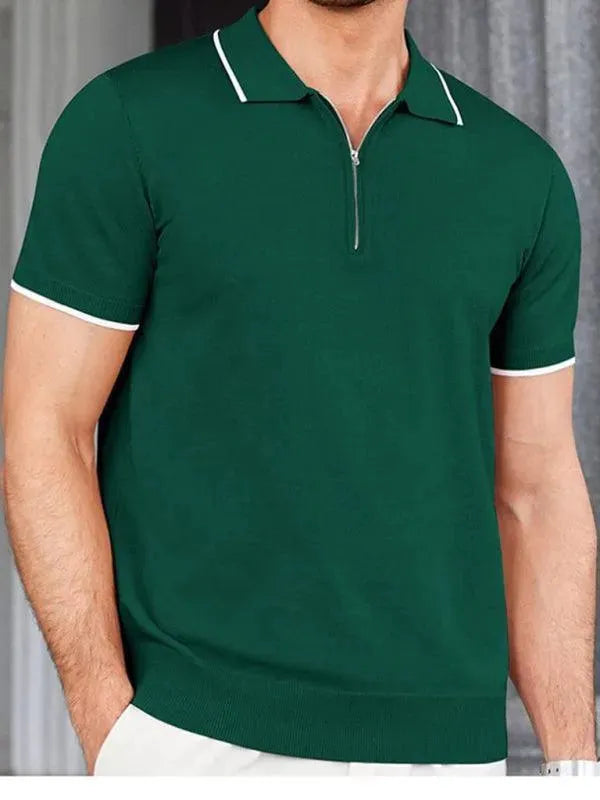 Zipper Knitted Men Polo Shirt - Polo Shirt - LeStyleParfait