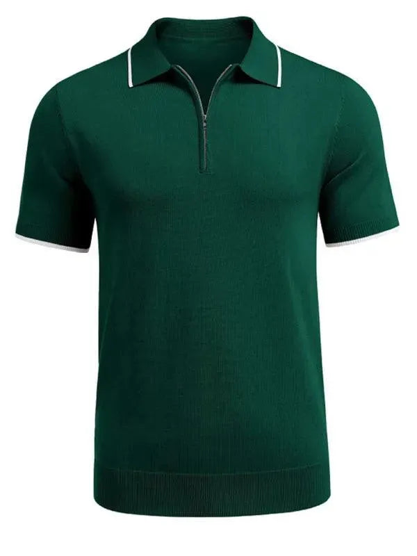 Zipper Knitted Men Polo Shirt-Polo Shirt-LeStyleParfait