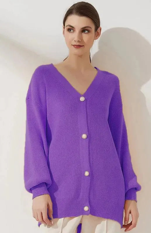 Women’s Casual V-Neck Cardigan Sweater – Candy Color Knit