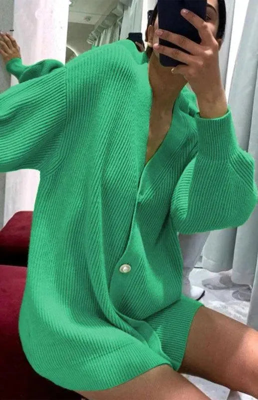 Women’s Casual V-Neck Cardigan Sweater – Candy Color Knit