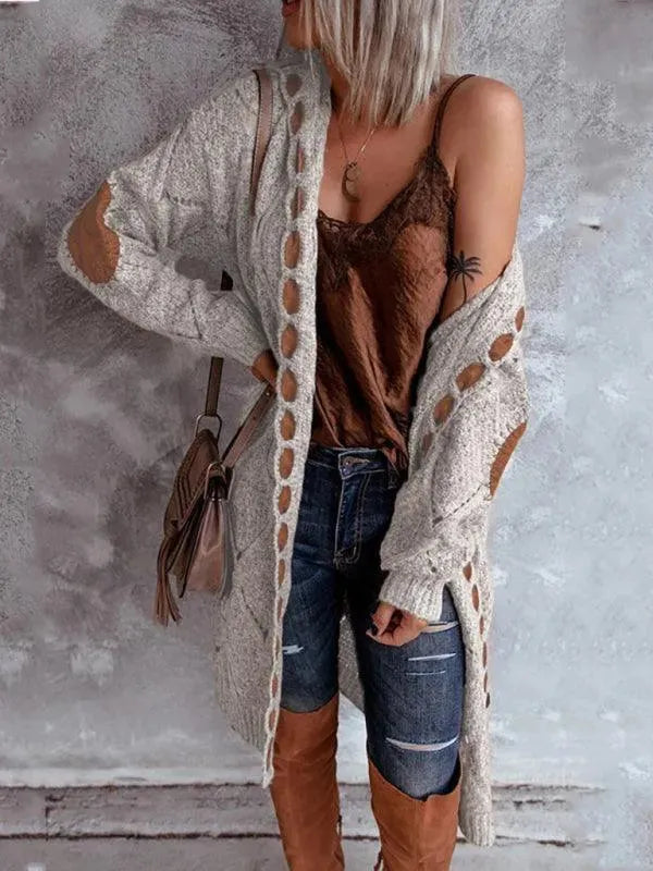 Women’s Hooded Longline Cardigan Sweater – Open Front