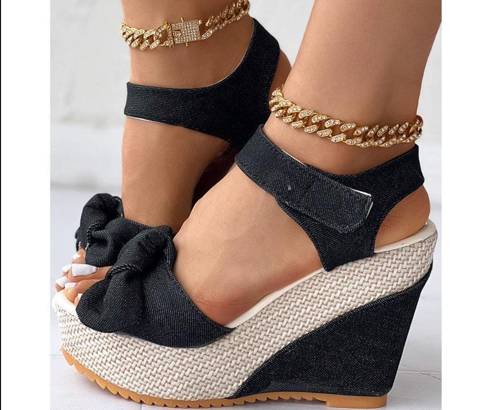 Bowtie Wedge Sandal Shoes - Wedge Shoes - LeStyleParfait Kenya