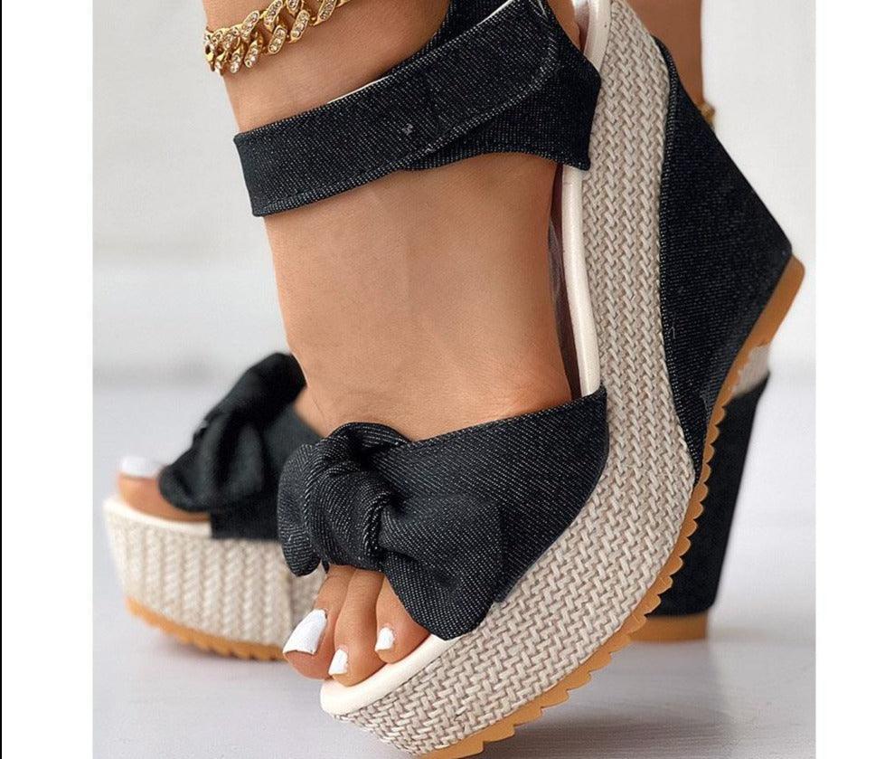 Bowtie Wedge Sandal Shoes - Wedge Shoes - LeStyleParfait Kenya