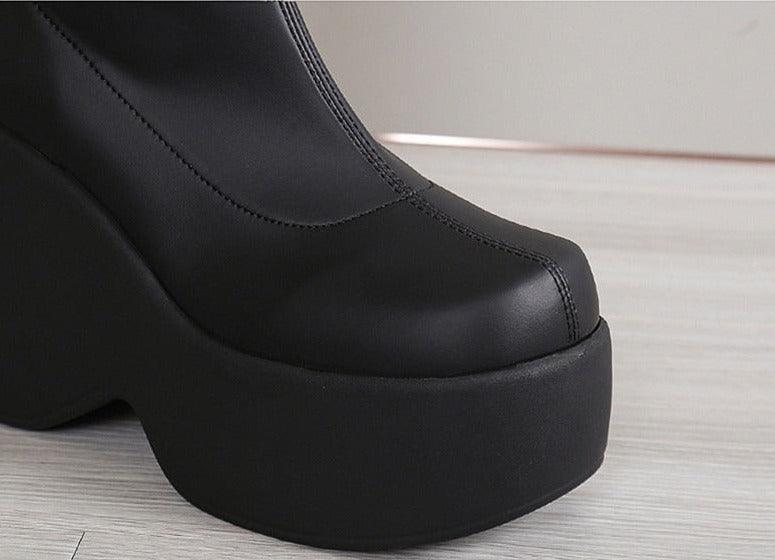 Brown Chunky Platform Boots - Wedge Shoes - LeStyleParfait Kenya