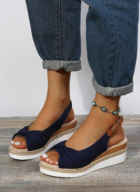 Casual Knot Wedges Sandals - Wedge Shoes - LeStyleParfait Kenya