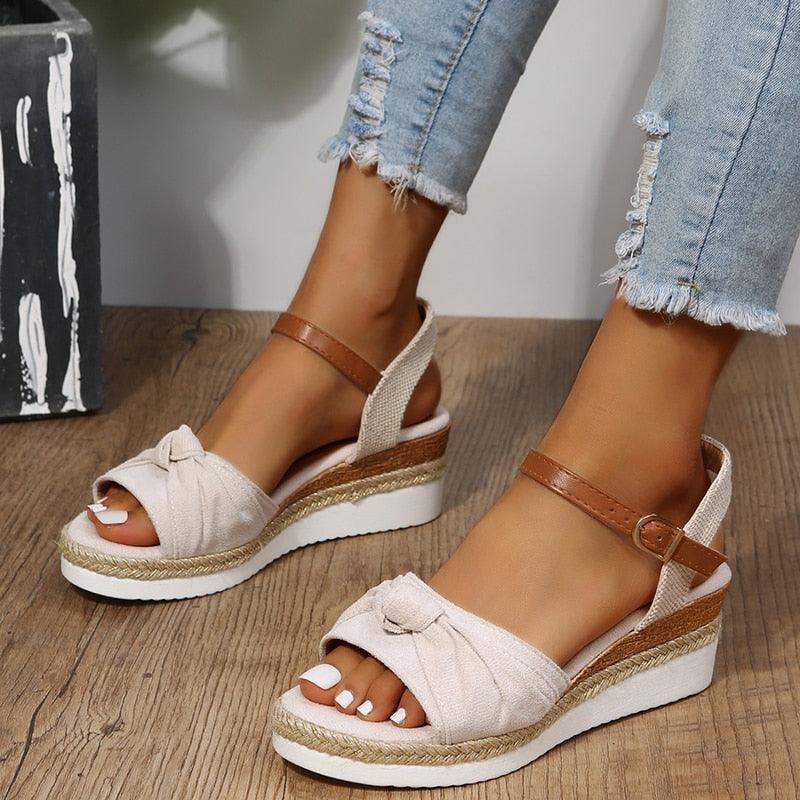 Casual Knot Wedges Sandals - Wedge Shoes - LeStyleParfait Kenya