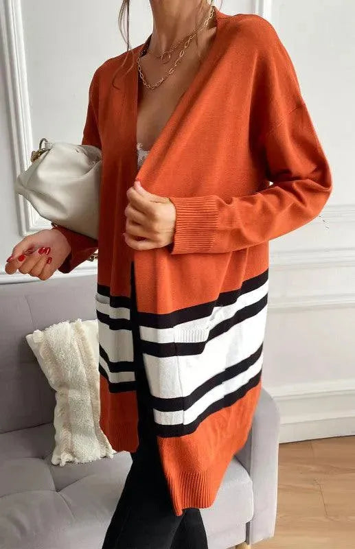 Contrast Stitching Women Cardigan Sweater - Cardigan Sweater - LeStyleParfait