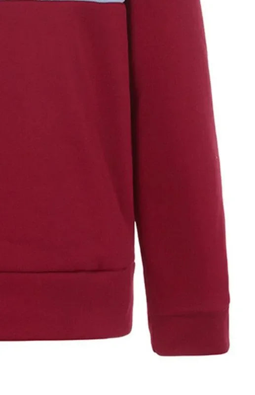 Double Zipper Color Block Hooded Long-Sleeved Plus Velvet Sweatshirt-Women Sweatshirt-LeStyleParfait