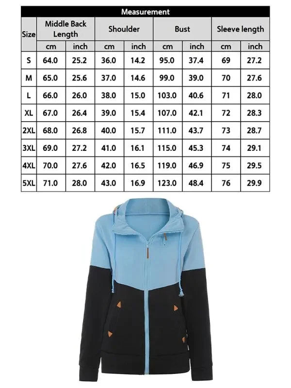 Double Zipper Color Block Hooded Long-Sleeved Plus Velvet Sweatshirt-Women Sweatshirt-LeStyleParfait