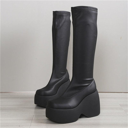 Knee-High Platform Wedge Boots - Wedge Shoes - LeStyleParfait Kenya