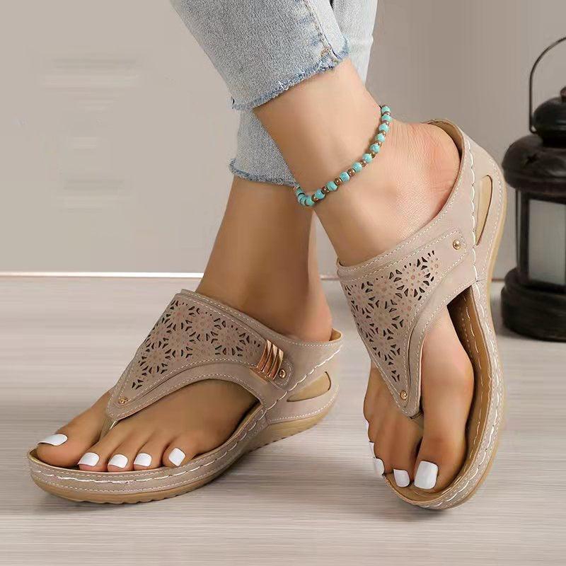 Layered Leather Wedge Sandals - Wedge Shoes - LeStyleParfait Kenya