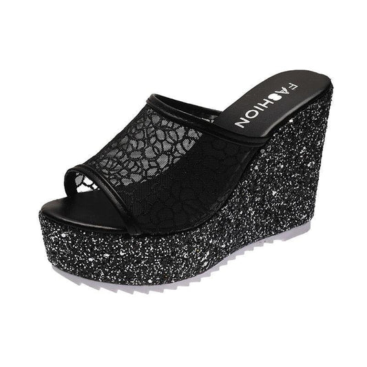 Mesh Platform Slip On Wedge Sandals - Wedge Shoes - LeStyleParfait Kenya