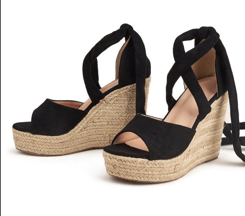 Open Toe Strap Wedge Sandal Shoes - Wedge Shoes - LeStyleParfait Kenya