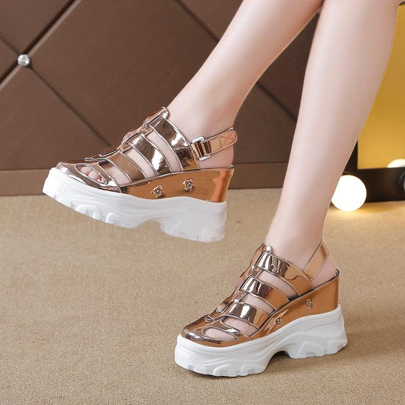 Party Shinny Wedge Sandals - Wedge Shoes - LeStyleParfait Kenya