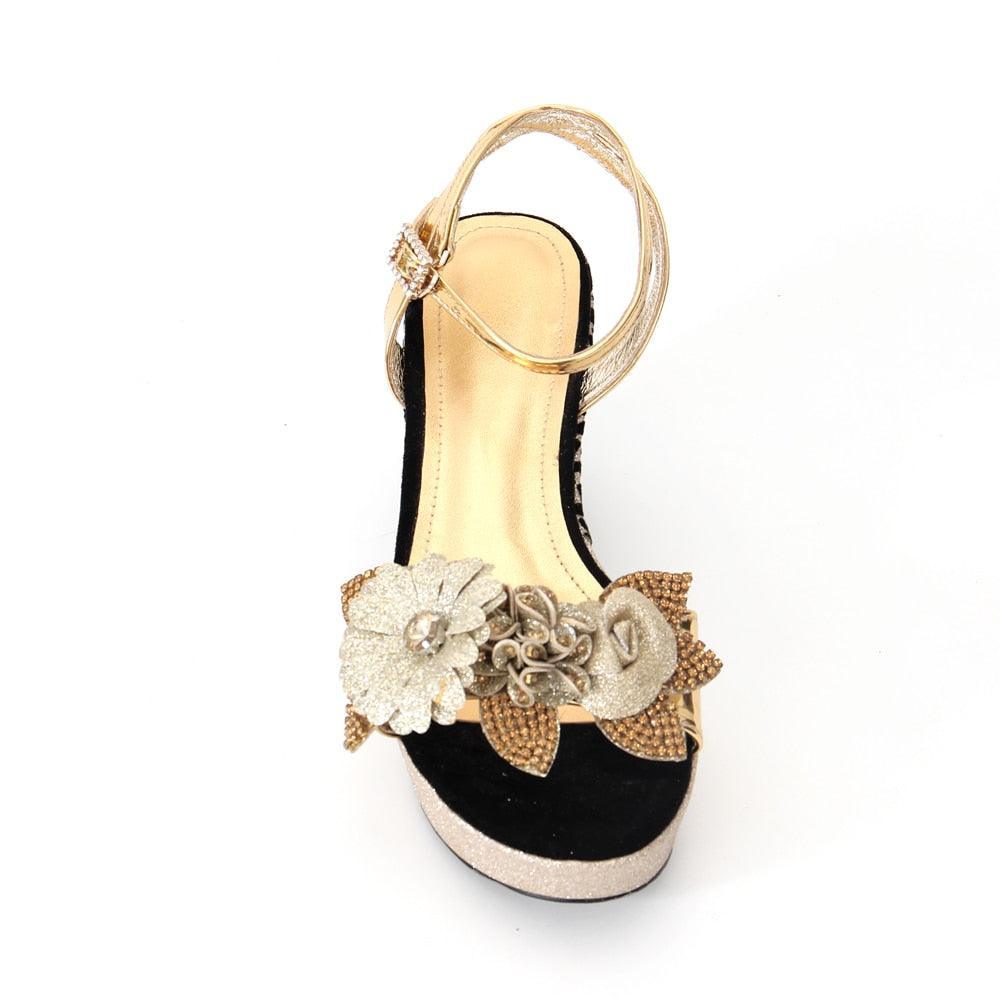Patchwork Floral Wedge Sandals - Wedge Shoes - LeStyleParfait Kenya