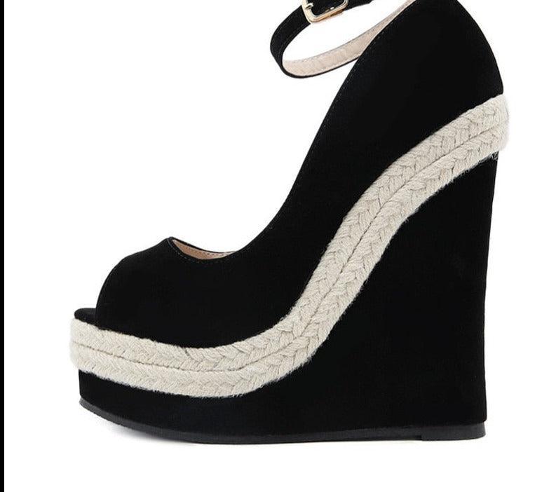 Peep Toe Heels Wedge Sandals - Wedge Shoes - LeStyleParfait Kenya