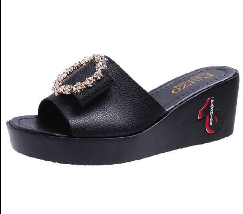 Peep Toe Slip On Wedge Sandals - Wedge Shoes - LeStyleParfait Kenya
