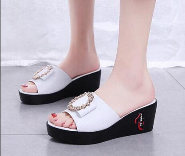 Peep Toe Slip On Wedge Sandals - Wedge Shoes - LeStyleParfait Kenya