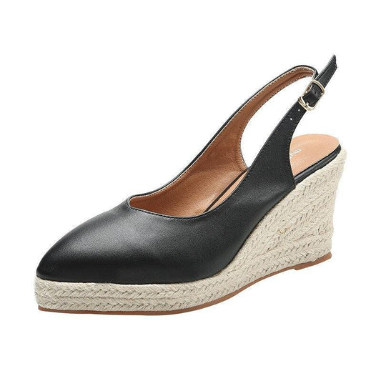 Pointed Leather Wedge Sandals - Wedge Shoes - LeStyleParfait Kenya