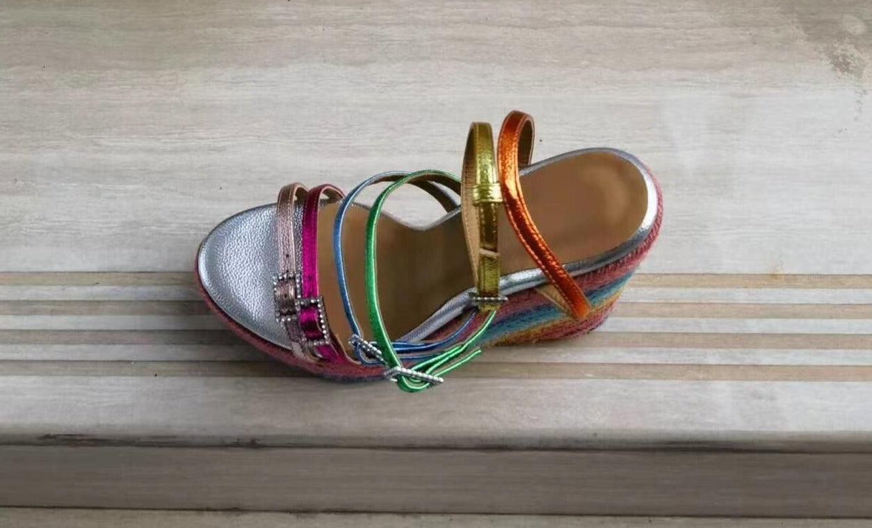 Rainbow Wedge Sandals Shoes - Wedge Shoes - LeStyleParfait Kenya