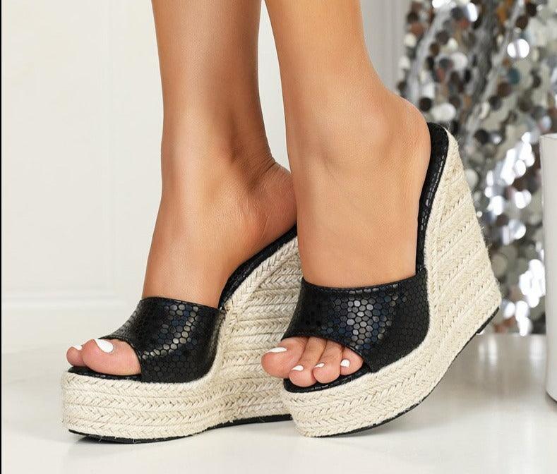 Slip-on High Heels Wedge Sandals - Wedge Shoes - LeStyleParfait Kenya