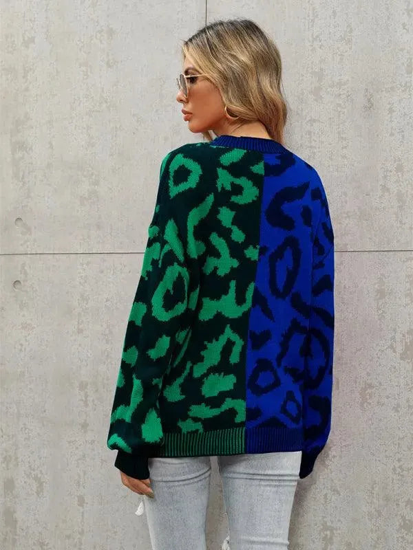 LeStyleParfait Women's Sweaters Casual Cardigan Patchwork V-Neck Long Sleeves-Cardigan Sweater